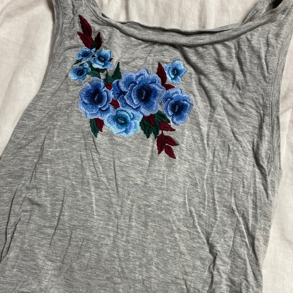Grey floral tank top